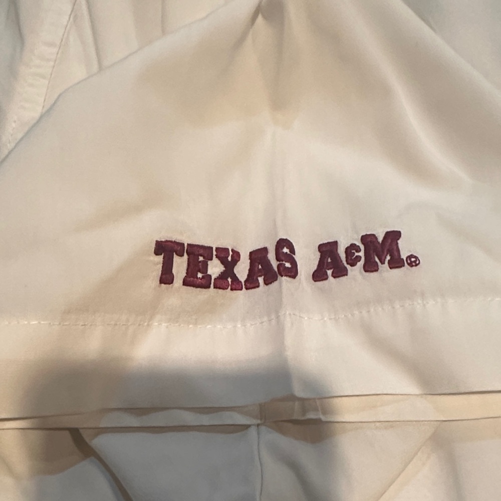 Texas A & M Columbia PFG White Shirt with Maroon Embroidery